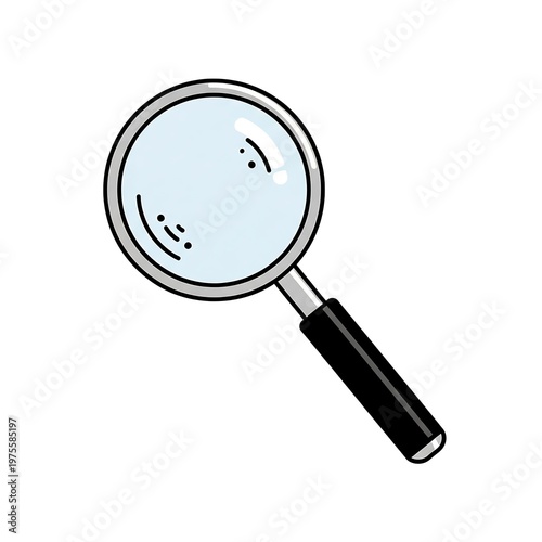 Magnifying Glass with Light Blue Lens on White Background