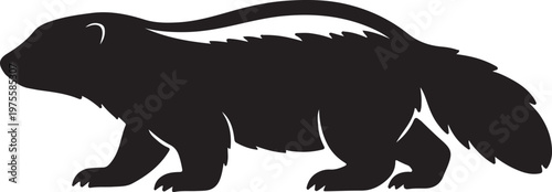 A black vector illustration featuring the wild nature silhouettes of a polar bear and a bear cub as predator mammal icons for a zoo or wildlife safari design