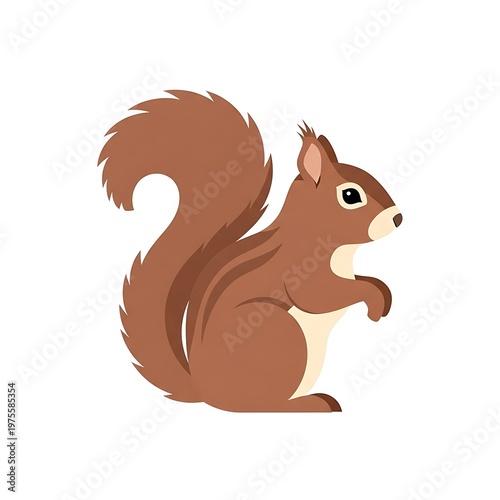 Cute Cartoon Squirrel Standing on Its Hind Legs