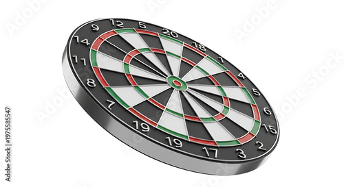 The dartboard is mounted on a wall for a game.