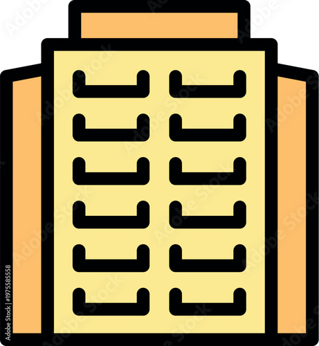 Multi storey building featuring multiple windows, symbolizing urban living and residential architecture