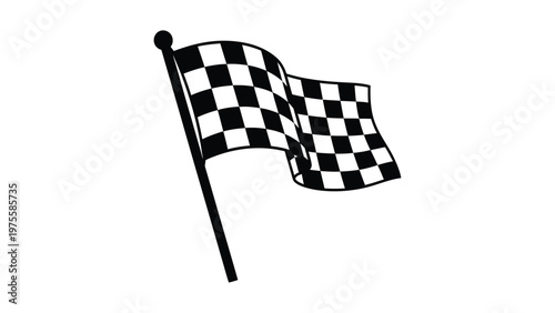 Waving checkered finish line flag silhouette for racing and competition victory concept