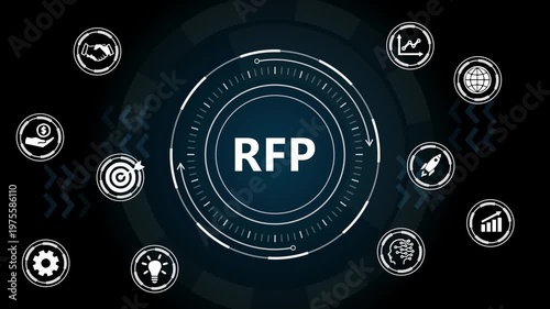 RFP Request for Proposal Futuristic Digital Interface Animation.