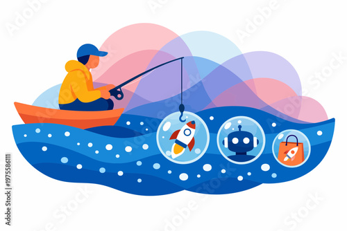 Venture Capitalist Fishing for Startup Investment Opportunities