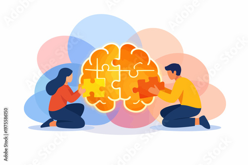 Collaborative Teamwork Solving Human Brain Jigsaw Puzzle