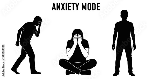 Silhouettes of people experiencing anxiety during a mental health crisis
