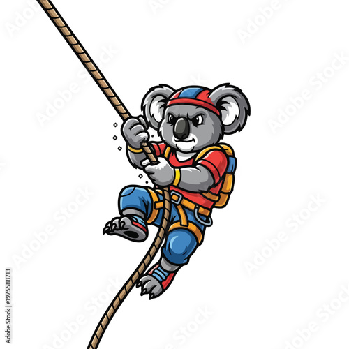 Koala climber rope ascension with harness and gear