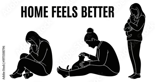 Woman embracing cat during quiet moments of comfort and companionship at home