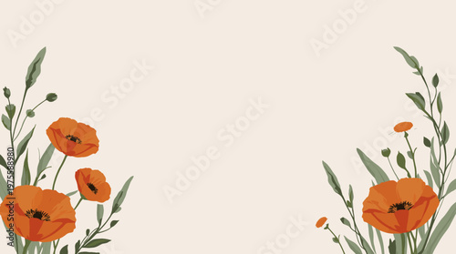 A striking close-up of a vivid orange poppy, offering a beautiful, natural element for designs. Perfect for botanical illustrations, springtime themes