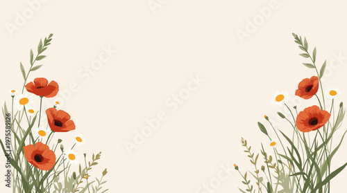 A minimalist illustration of a flower and foliage creates a calming and natural aesthetic. Perfect for websites, branding, or conveying freshness and 