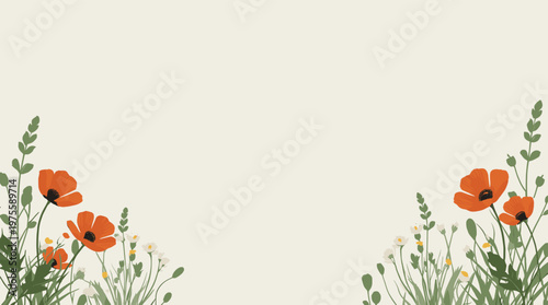 A vibrant illustration depicting a hummingbird feeding on a bright orange flower, evoking a sense of peacefulness and natural beauty. Ideal for illust