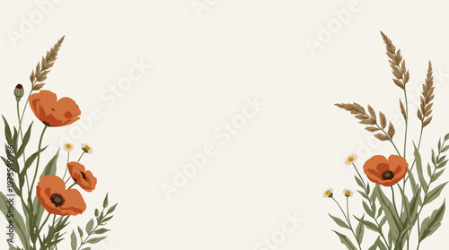A modern, minimalist illustration of leaves and a single flower. Perfect for backgrounds, website elements, or adding a touch of nature to creative pr