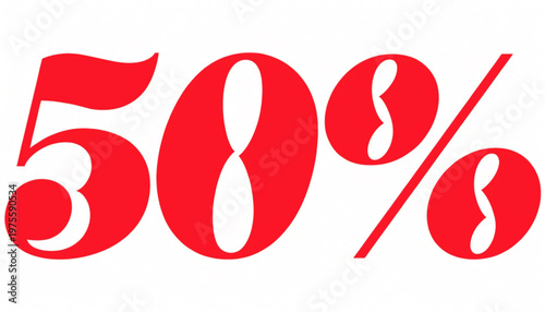 50 percent sale discount symbol in bold red on transparent background