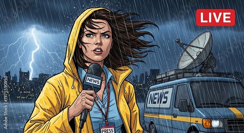 Reporter live in storm.