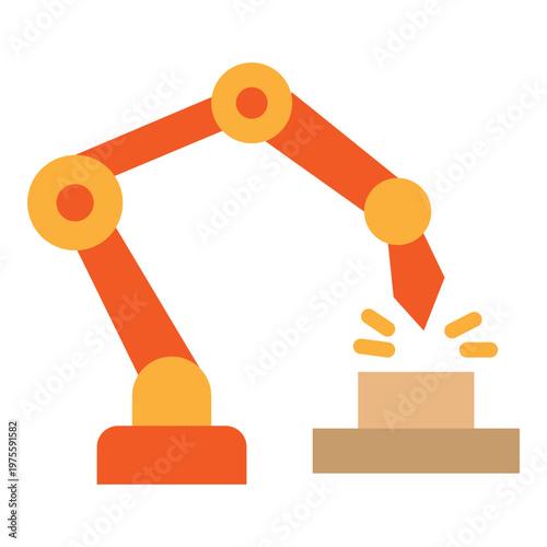 Welding Robot Vector Flat Icon Design