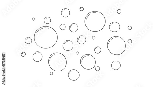 A collection of transparent bubbles, floating gracefully in the air, creating a sense of lightness and wonder.