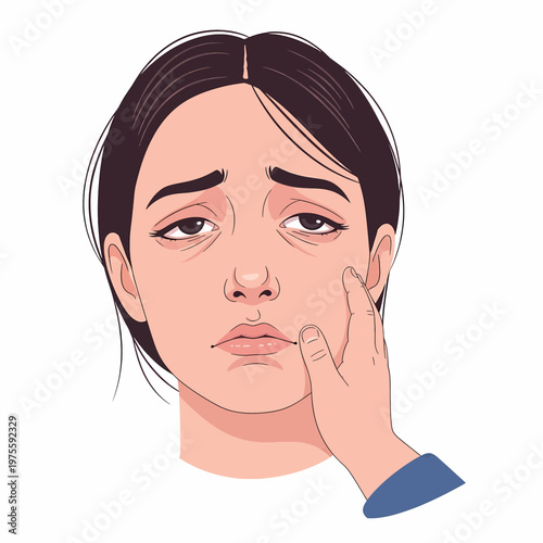 Exhausted working mother feeling burnout and fatigue on white background minimalist vector illustration