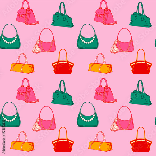 Fashion Handbag Pattern Colorful Designer Bags Illustration