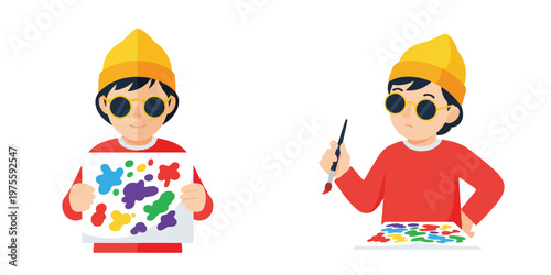 the child is learning to paint