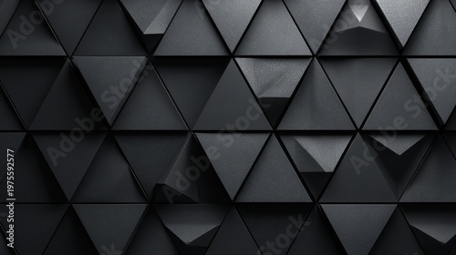 Abstract Dark Gray Geometric Triangle Pattern with Subtle Blue Sparkles and Dramatic Lighting