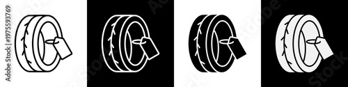 New tire  black and white icon design concept