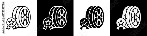 Tire quality  black and white icon design concept