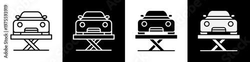 Car service  black and white icon design concept