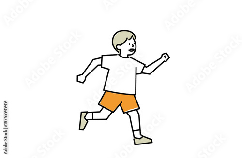 元気いっぱい駆け出す幼児