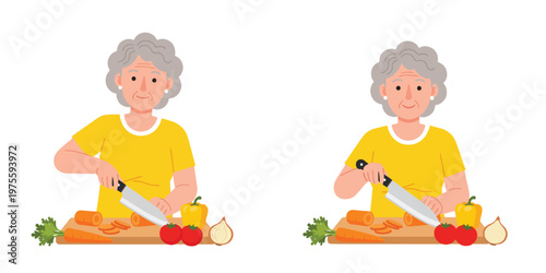 grandmother is cooking