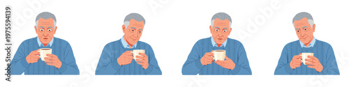 Grandfather is drinking coffee