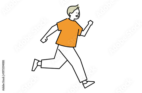 元気いっぱいに走る小学生男子