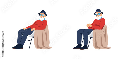 grandfather is relaxing in the chair