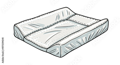 Illustrated baby changing mat with raised edges isolated on a white background, showcasing a soft and padded texture for infant care