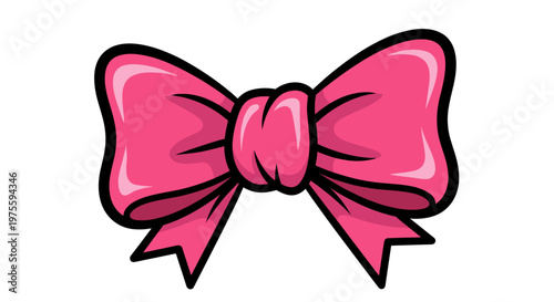 Vibrant pink bow brooch with elegant curves isolated on a pristine white background, showcasing a stylish and decorative accessory design