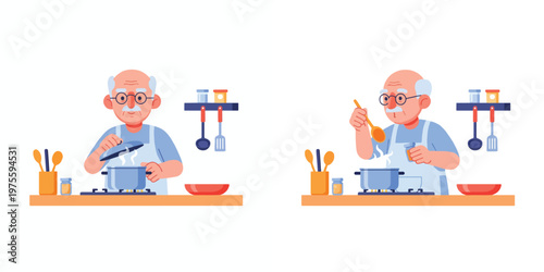 grandfather is cooking