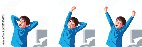 child stretching after waking up