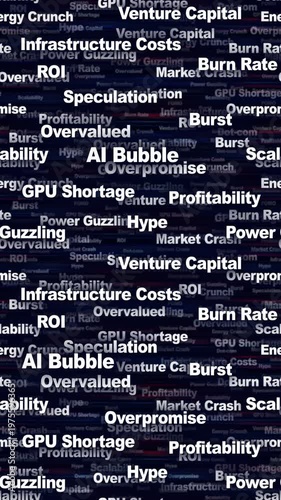 AI BUBBLE Seamless Endless Keywords Animation, Background, Loop
