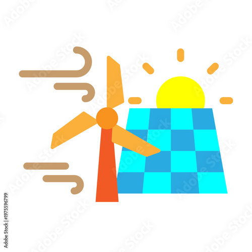 Renewable Energy Vector Flat Icon Design