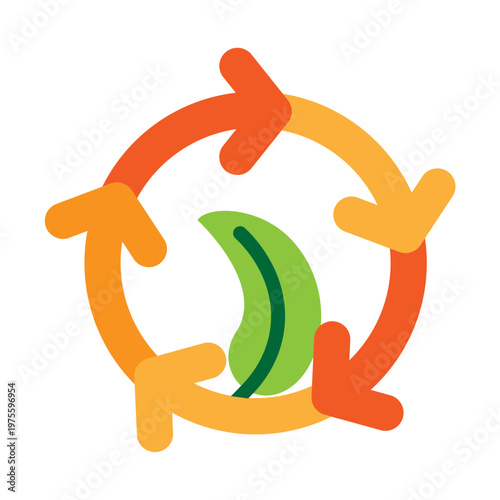 Ecosystem Cycle Vector Flat Icon Design