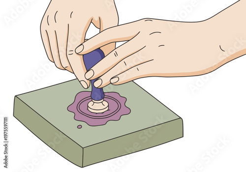 A hand seals a wax gift box with a stamp. Classic, elegant, and detailed. Perfect for gifting and stationery themes.