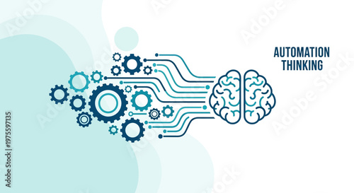 Automation Thinking Brain Gears.