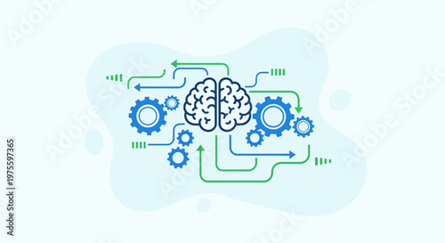 Brain with gears and circuits.