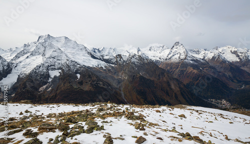 Canvas Print View of Caucasus mountains in Dombay