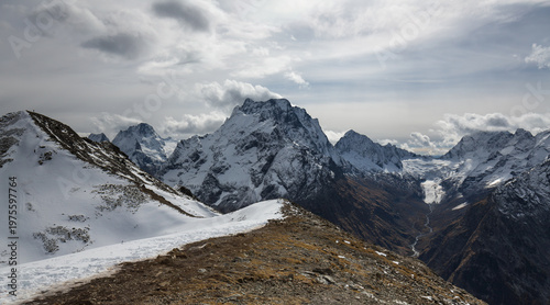 Photography View of Caucasus mountains in Dombay