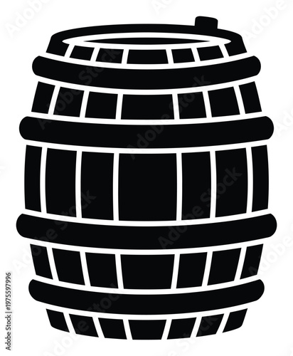 A classic wooden barrel icon representing storage container for wine beer or other liquids perfect for use in beverage industry or rustic themed graphic resources