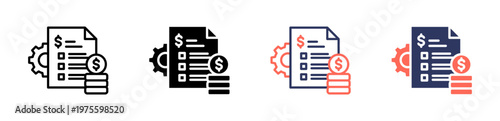 money management icon set multiple style collection