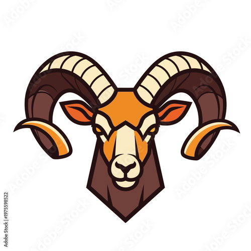 Illustration of a ram's head on idul adha celebration background