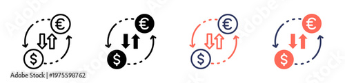money exchange icon set multiple style collection
