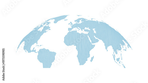 Abstract Striped Globe Vector Icon – Minimalist 3D World Map with Vertical Lines on White Background
