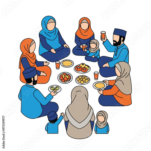 People celebrate idul adha with food and family in a joyful gathering